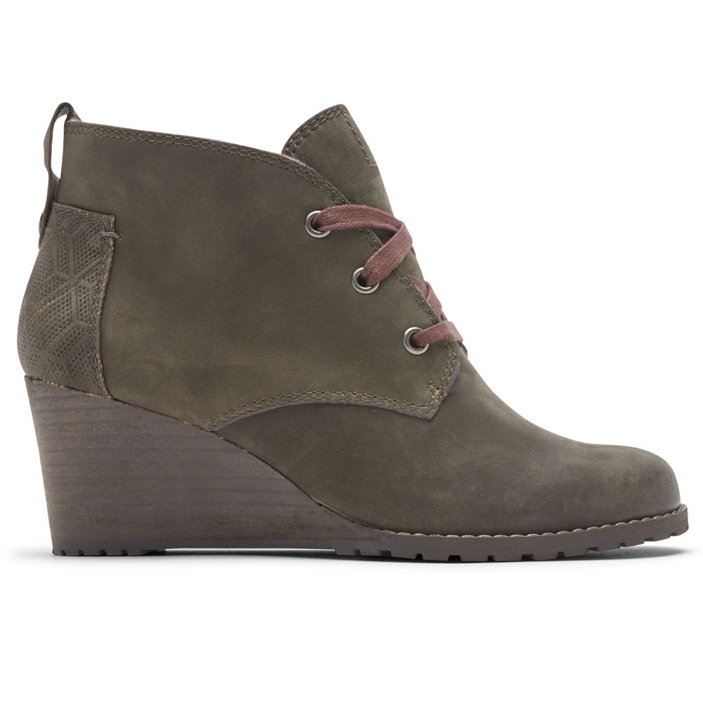 Rockport Singapore Womens Boots - Cobb Hill Lucinda Chukka Olive - LF1502349